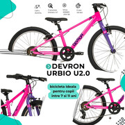 Bicicleta Copii Devron Urbio U2.0 Super Light - 20 Inch, Roz-Mov