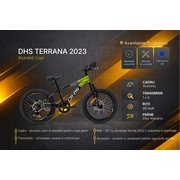 Bicicleta Copii Dhs Terrana 2023, model 2026 - 20 Inch, Negru-Verde