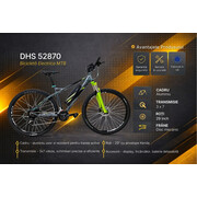 Bicicleta electrica MTB DHS 52870 - 29 inch, L, Gri
