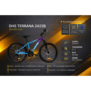 Bicicleta Copii Dhs Terrana 2423B, model 2026 - 24 Inch, Violet-Albastru
