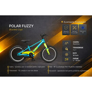 Bicicleta Copii Polar Fuzzy - 16 Inch, Albastru