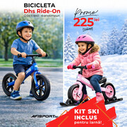 Bicicleta fara pedale DHS RIDE-ON Roz, kit ski inclus