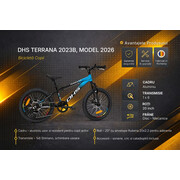 Bicicleta Copii Dhs Terrana 2023B, model 2026 - 20 Inch, Albastru-Negru