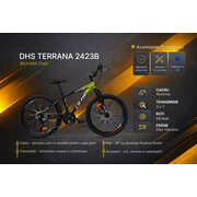Bicicleta Copii Dhs Terrana 2423B, model 2026 - 24 Inch, Negru-Verde