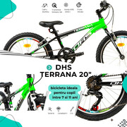 Bicicleta Copii Dhs Terrana 2023 - 20 Inch, Negru/Verde