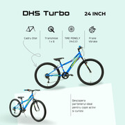 Bicicleta Copii DHS Turbo - 24 Inch, Albastru