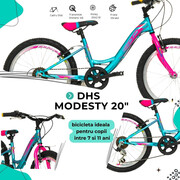 Bicicleta Copii DHS Modesty - 20 Inch, Albastru