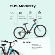 Bicicleta Copii DHS Modesty - 24 Inch, Gri