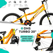 Bicicleta Copii DHS Turbo - 20 Inch, Portocaliu