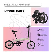 Bicicleta Pliabila Devron 16010 - 16 inch, Alb