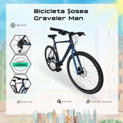 Bicicleta Sosea Graveler Man, 28 inch, L, Albastru-Mat