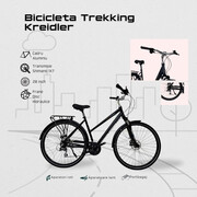Bicicleta Trekking Kreidler - 28 Inch, L, Negru