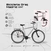 Bicicleta Oras Madrid 1247 - 28 inch, L, Gri deschis