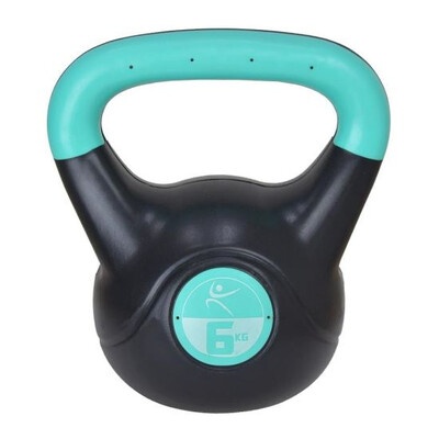 Kettlebel Vinil - 6 Kg, Negru-Turcoaz