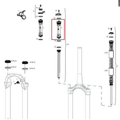 Cartus compresie furca rockshox xc30 b3-b4 (2018-2020)/judy tk b1