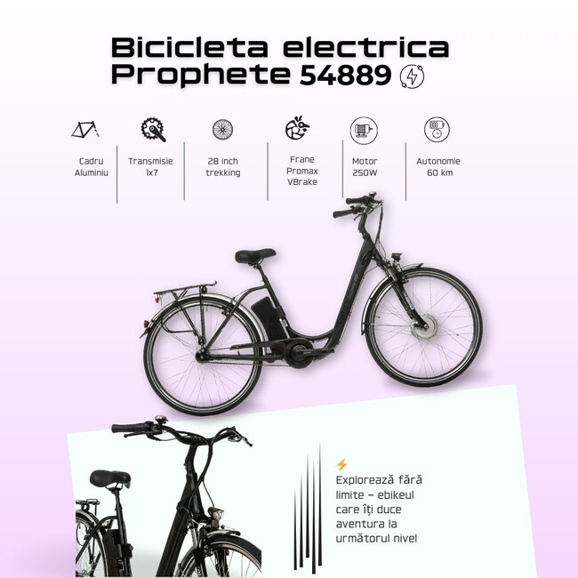 Bicicleta Electrica Prophete 54889 - 28 inch, M, Negru