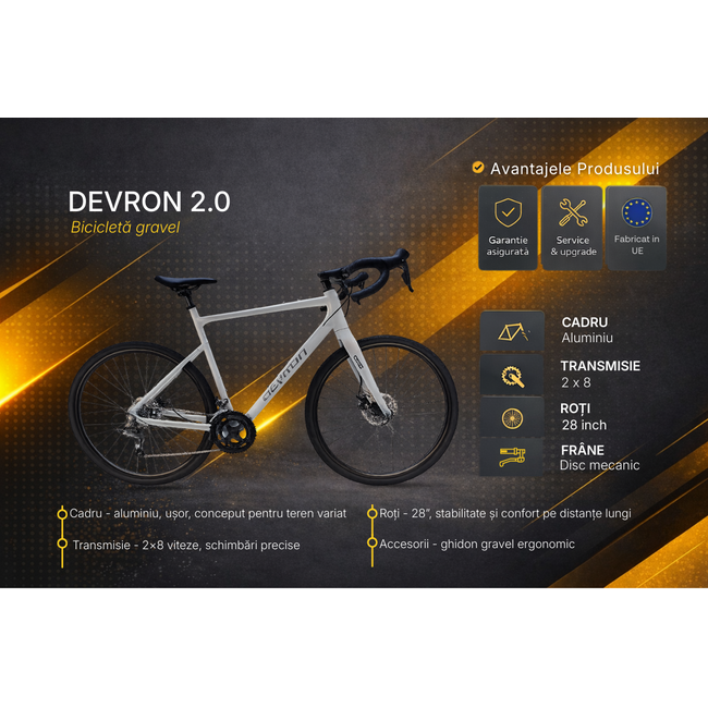 Bicicleta Gravel Devron 2.0 - 28 inch, XL, Gri