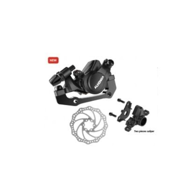 Frana fata pe disc HJ-MD16, adaptor IS, rotor 160 mm, accesorii aluminiu, negru