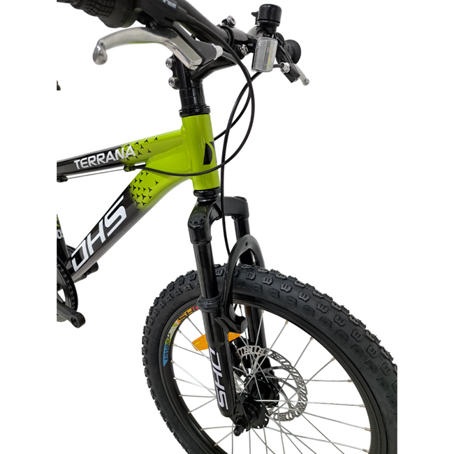 Bicicleta Copii Dhs Terrana 2023, model 2026 - 20 Inch, Negru-Verde