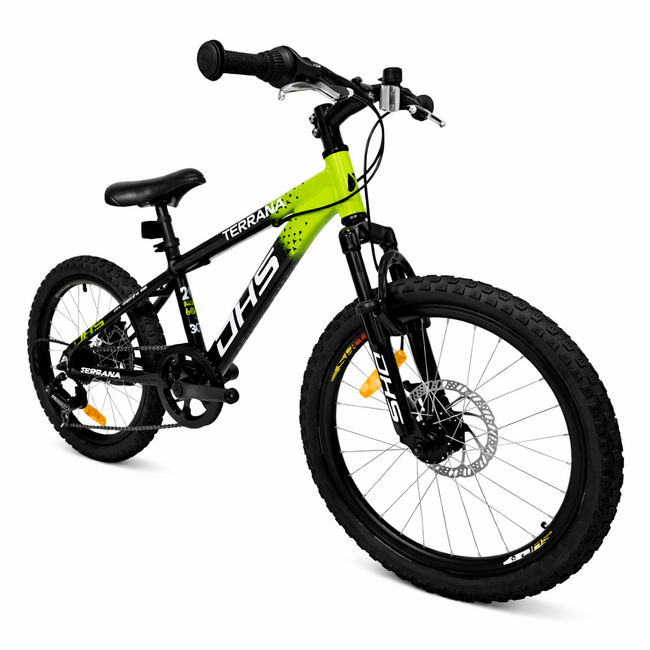 Bicicleta Copii Dhs Terrana 2023, model 2026 - 20 Inch, Negru-Verde