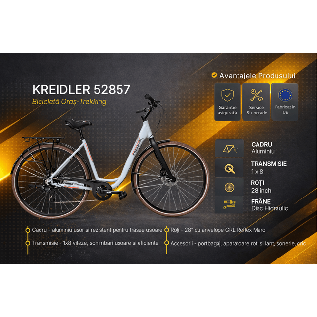 Bicicleta Trekking Kreidler 52857 - 28 inch, M, Gri