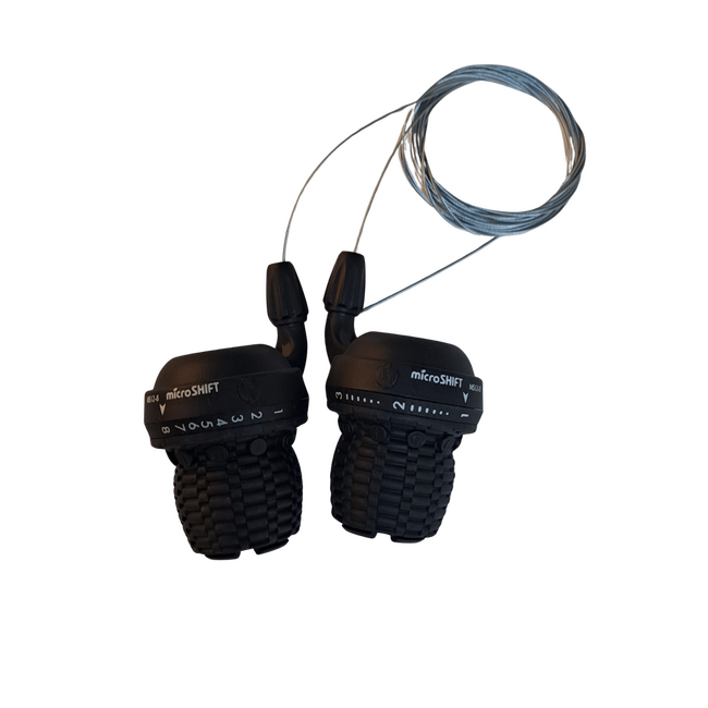 Manete schimbator stanga-dreapta 24 viteze Microshift MS-15-8, Set, stanga 3v-dreapta 8v, 2100 mm, negru