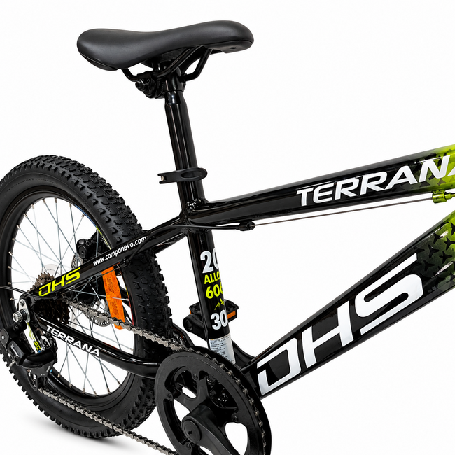 Bicicleta Copii Dhs Terrana 2023B, model 2026 - 20 Inch, Negru-Verde