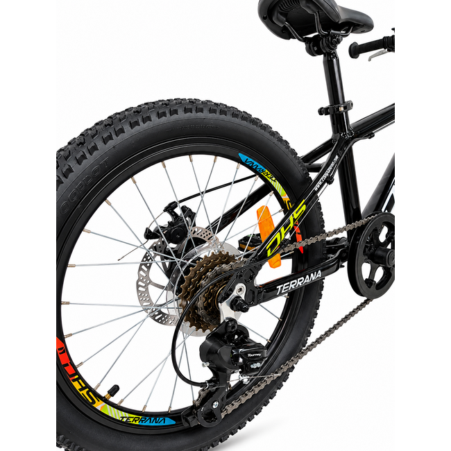 Bicicleta Copii Dhs Terrana 2023B, model 2026 - 20 Inch, Negru-Verde