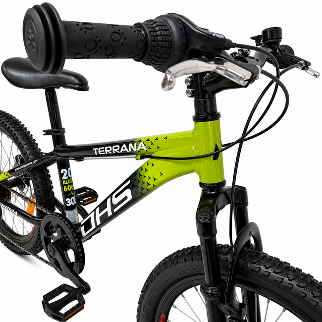 Bicicleta Copii Dhs Terrana 2023B, model 2026 - 20 Inch, Negru-Verde
