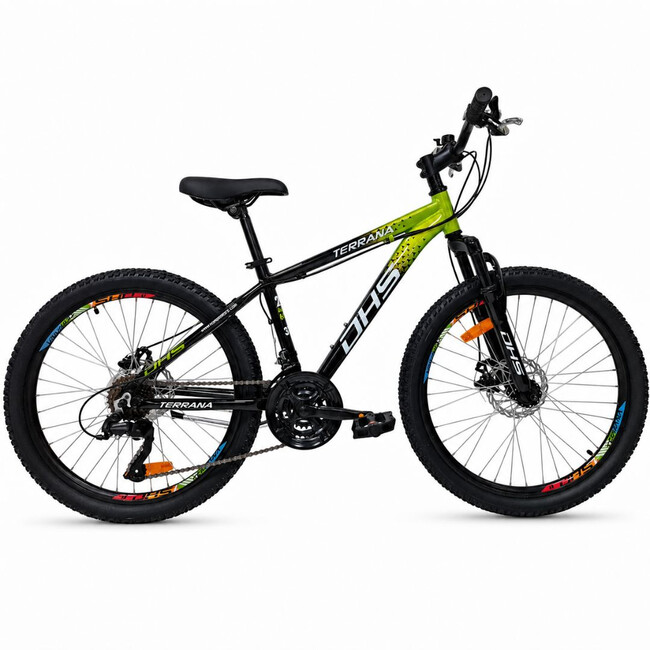 Bicicleta Copii Dhs Terrana 2423B, model 2026 - 24 Inch, Negru-Verde