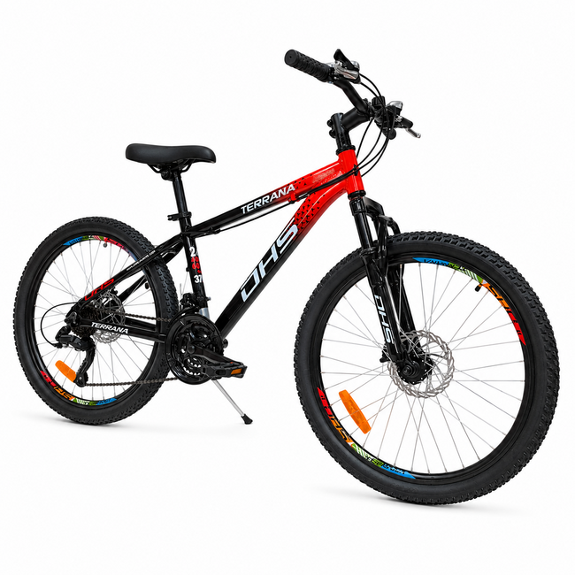 Bicicleta Copii Dhs Terrana 2423B, model 2026 - 24 Inch, Rosu-Negru