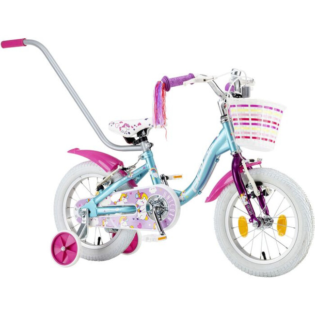 Bicicleta Copii Polar 2024 Unicorn baby - 14 Inch, Albastru-Roz