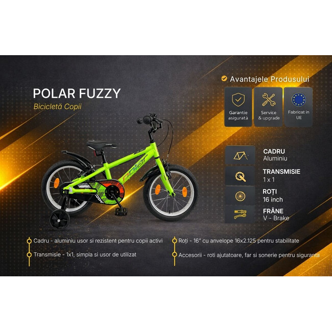 Bicicleta Copii Polar Cosmo - 16 Inch, Verde