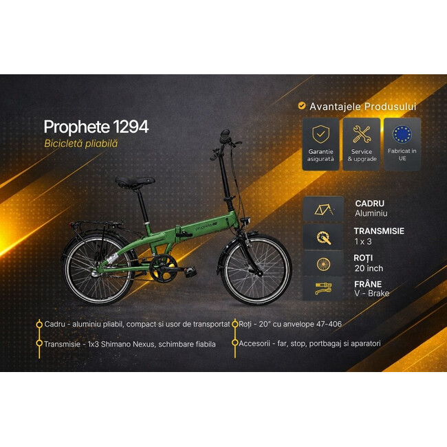 Bicicleta Pliabila Prophete 1294 - 20 inch, Verde