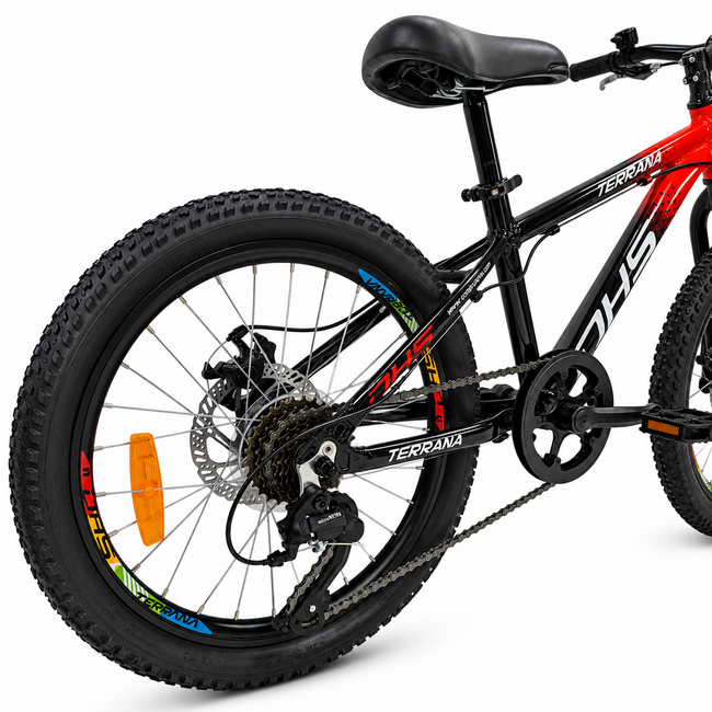 Bicicleta Copii Dhs Terrana 2023B, model 2026 - 20 Inch, Rosu-Negru