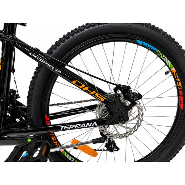 Bicicleta Copii Dhs Terrana 2423B, model 2026 - 24 Inch, Negru-Portocaliu