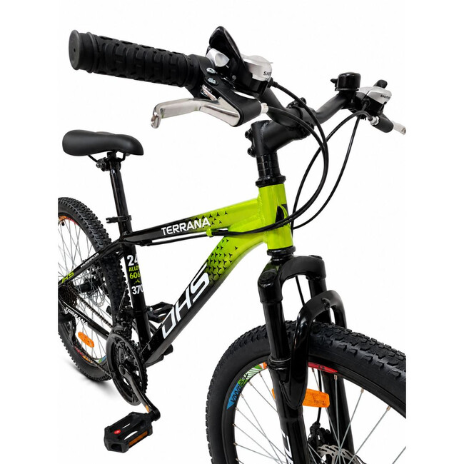 Bicicleta Copii Dhs Terrana 2423B, model 2026 - 24 Inch, Negru-Verde
