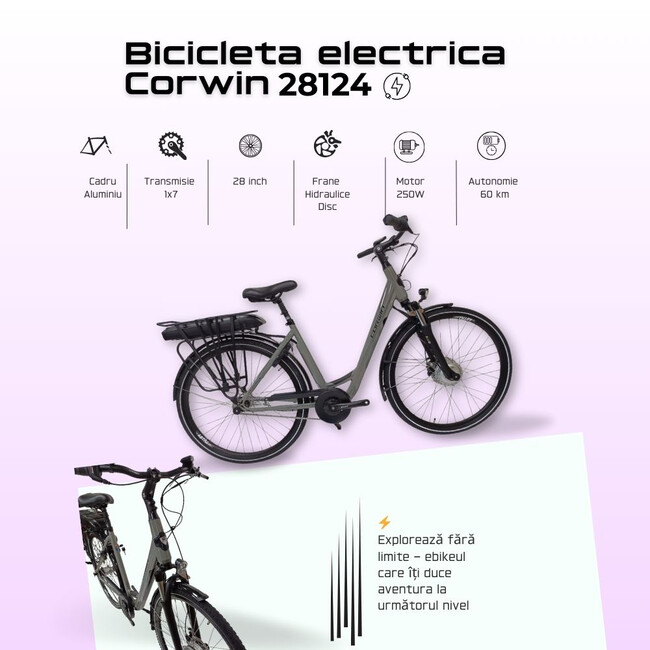 Bicicleta Electrica Corwin 28124 - 28 Inch, M, Gri