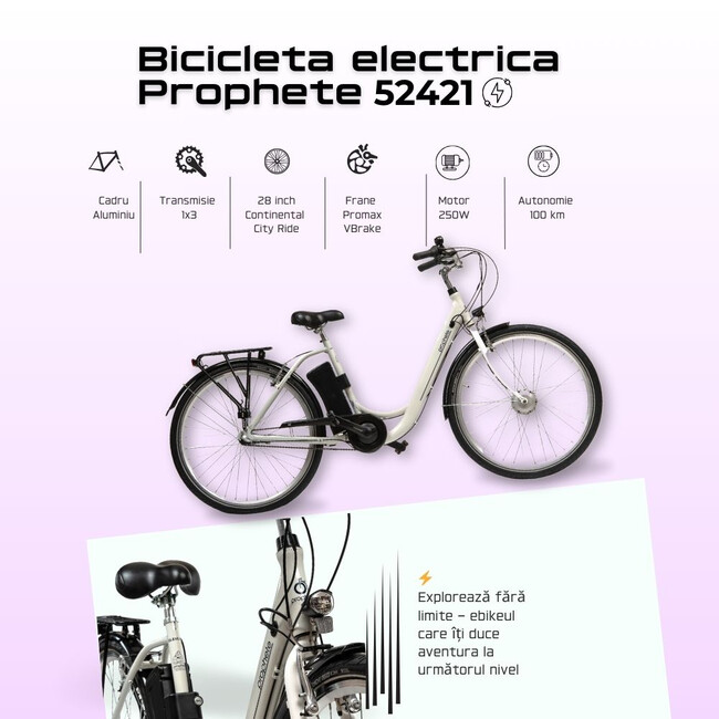 Bicicleta Electrica Prophete 52421 - 28 Inch, M, Alb