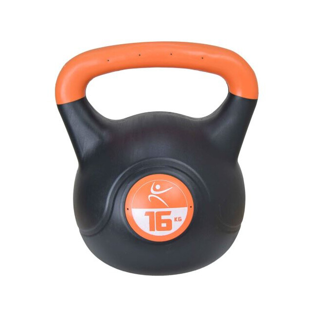 Kettlebell Vinil - 16 Kg, Negru-Portocaliu