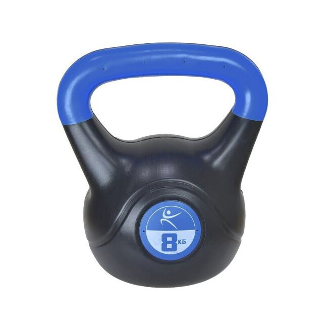 Kettlebell Vinil - 8 Kg, Negru-Albastru