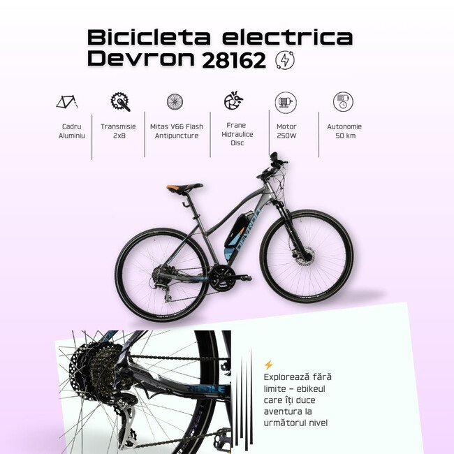 Bicicleta Electrica Devron 28162 - 28 Inch, M, Gri