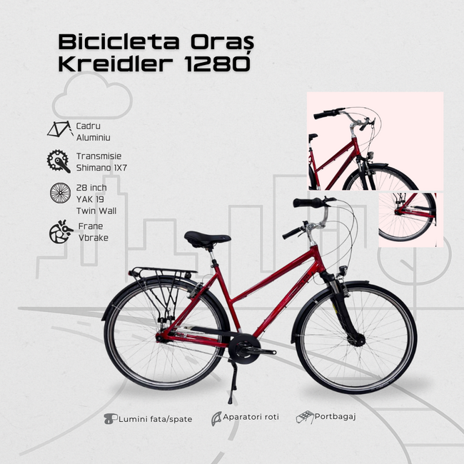 Bicicleta Oras Kreidler 1280 - 28 inch, M, Rosu