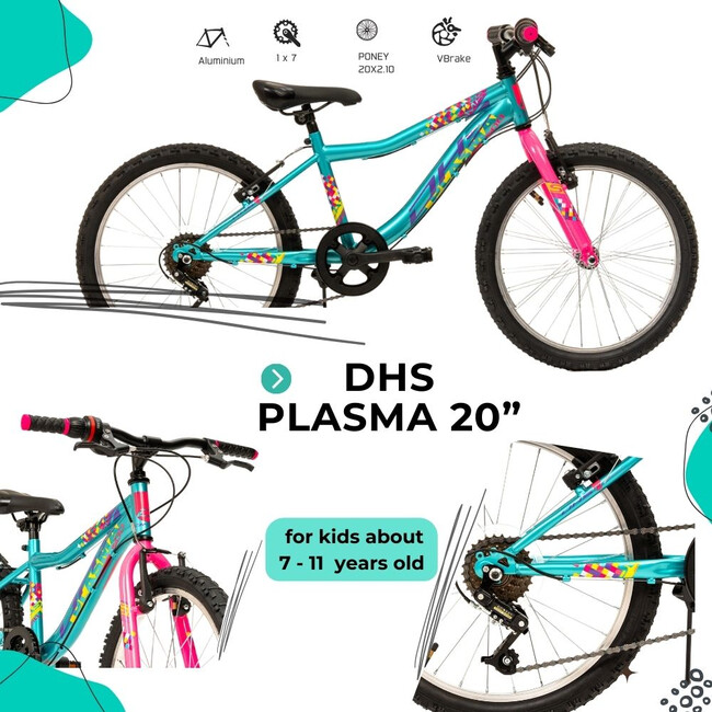 Bicicleta Copii DHS Plasma - 20 Inch, Turcoaz