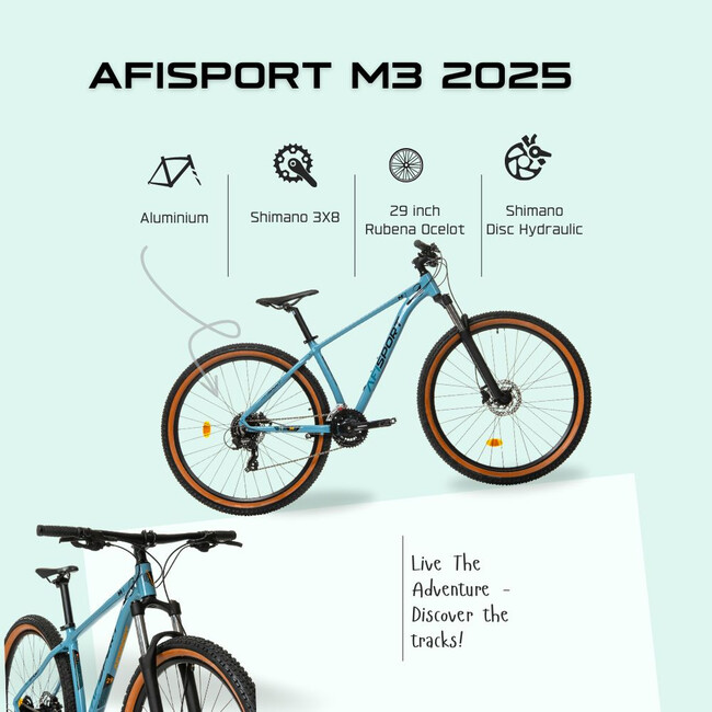 Bicicleta Mtb Afisport M3 2025 - 29 inch, WTB Connect, M, Albastru