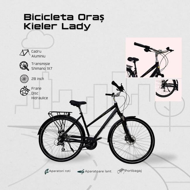 Bicicleta Oras Kieler Lady - 28 Inch, M, Negru