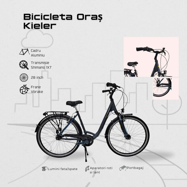 Bicicleta Oras Kieler - 28 Inch, M, Gri