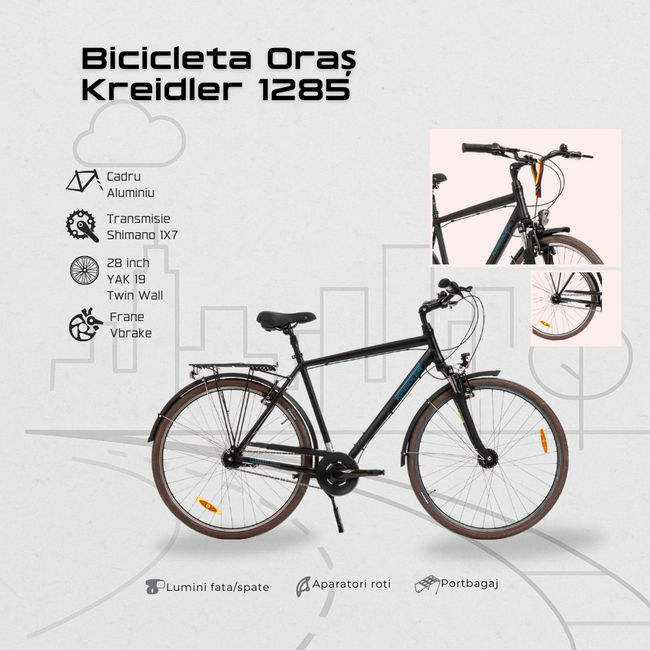 Bicicleta Oras Kreidler 1285 - 28 inch, XL, Negru