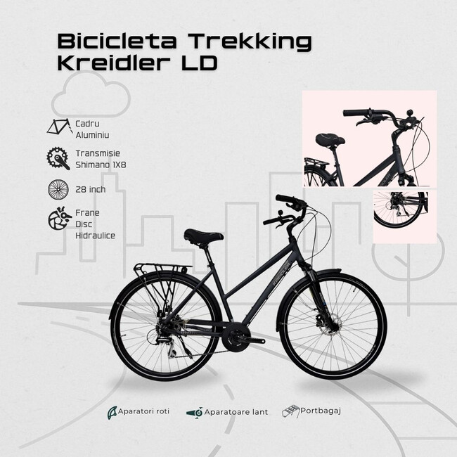 Bicicleta Trekking Kreidler LD - 28 Inch, M, Negru