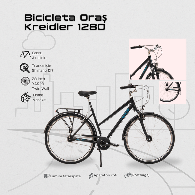 Bicicleta Oras Kreidler 1280 - 28 inch, M, Negru